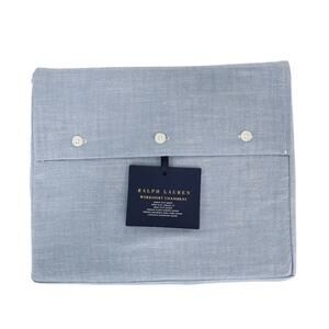 Ralph Lauren Bedding Workshirt Chambray Blue Flat Cotton Queen Sheet NWT